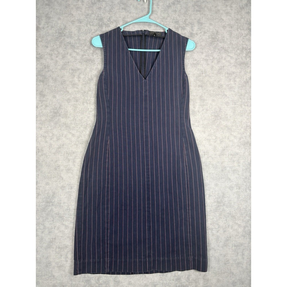 Rag & Bone Lexi Dress Womens 6 Navy Pinstripe Sleeveless V Neck Made USA